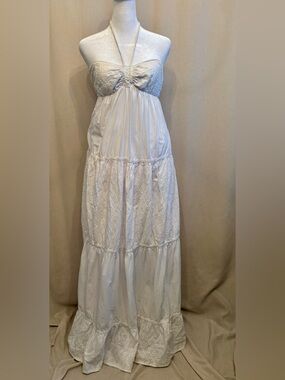 White Eyelet Tiered Maxi Dress